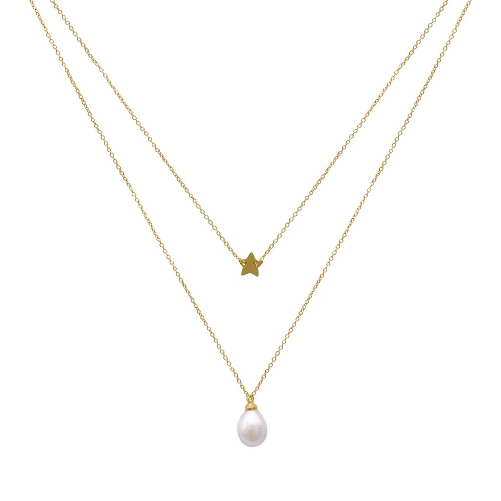 Adorina Nwot 14k Gold Plated Layered Freshwater Baroque Pearl Necklace